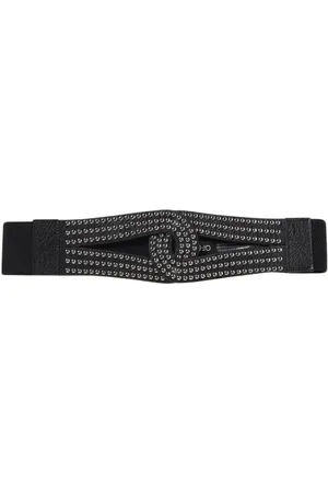 Liu Jo Accessoires, Dames, Zwart, M, Polyester, Zwarte Studs Leren Riem