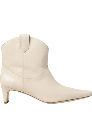 Staud Schoenen, Dames, , 37 EU, Leer, Stijlvolle Crème Enkellaarzen