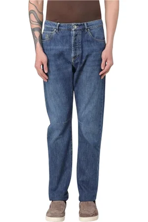 Brunello Cucinelli Jeans, Heren, Blauw, L, Moderne Blauwe Straight Leg Jeans