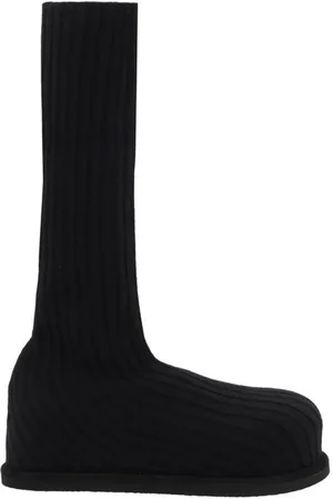 Amina Muaddi Schoenen, Dames, Zwart, 38 EU, Wol, Geribbelde Wollen Stretchlaarzen