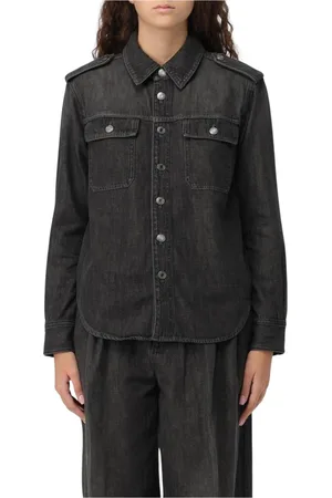 Michael Kors Blouses & Shirts, Dames, Zwart, XS, Denim, Zwarte Denim Relaxte Fit Shirt