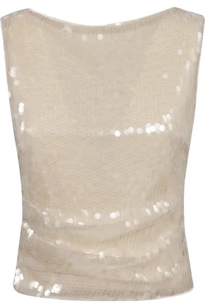 Staud Tops, Dames, , M, Pailletten, Paillet Boothals Top met Achterknoop