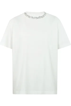 Golden Goose Tops, Dames, Wit, L, Katoen, Kristalversierde Regular Fit T-shirt