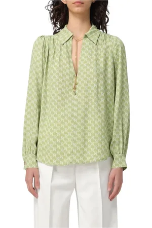 Elisabetta Franchi Blouses & Shirts, Dames, Groen, S, Zijden Blouse Pistache Elegant Stijlvol