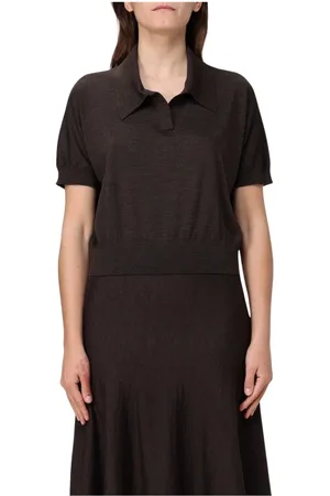 Khaite Tops, Dames, Bruin, L, Wol, Bruine Gebreide Polo Top