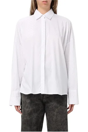 FEDERICA TOSI Blouses & Shirts, Dames, Wit, M, Katoen, Witte Dotted Poplin Relaxte Fit Shirt