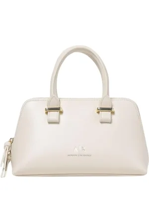 Armani Exchange Tassen, Dames, Wit, ONE Size, Leer, Zwarte Satchel Tas voor Vrouwen