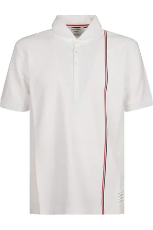 Thom Browne Tops, Heren, Wit, L, Polo met gestreepte mouw