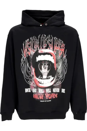 Vision Of Super Sweatshirts & Hoodies, Heren, Zwart, S, Katoen, Cobra Mouth Print Lichtgewicht Hoodie Zwart