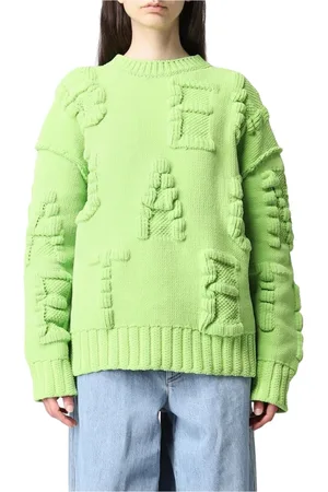 Bottega Veneta Truien, Dames, Groen, XS, Nylon, Groene Intarsia Gebreide Pullover Trui