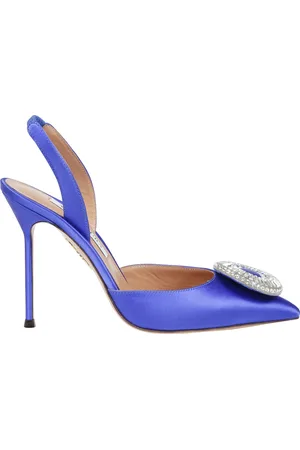 Aquazzura Schoenen, Dames, Paars, 41 EU, Stiletto Crystal Hoop Slingback Schoenen