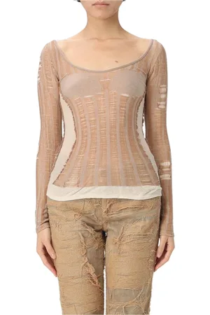 Diesel Truien, Dames, Bruin, M, Geribbelde Gebreide Mouwloze Top Bruin