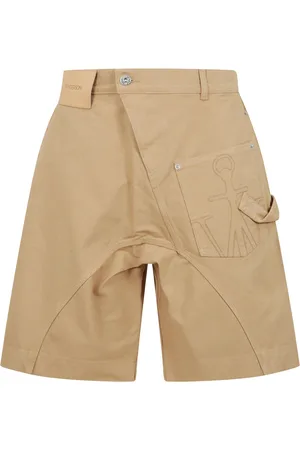 J.W.Anderson Korte broeken, Heren, Bruin, L, Katoen, Katoenen shorts met lage taille en gedraaide silhouet