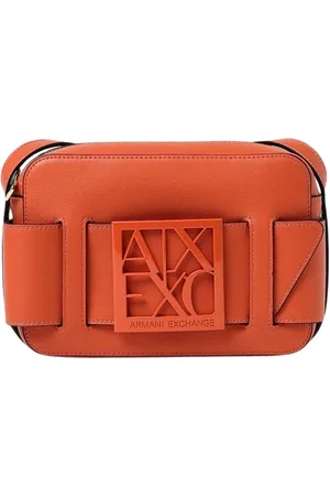 Armani Exchange Tassen, Dames, Oranje, ONE Size, Crossbody Tas met Metalen Logo