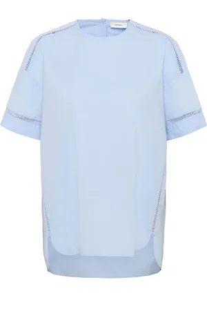INWEAR Tops, Dames, Blauw, S, Oversized Tee met Halve Mouwen