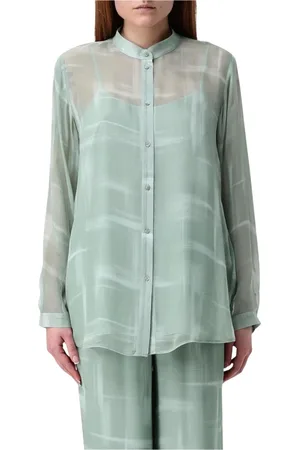 Armani Exchange Blouses & Shirts, Dames, Groen, L, Abstract Print Zijden Blouse