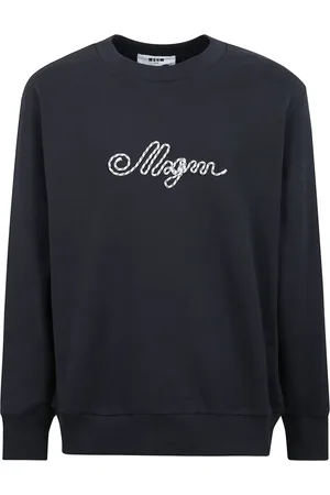 Msgm Sweatshirts & Hoodies, Heren, Blauw, M, Katoen, Katoenen Jersey Crewneck Sweater