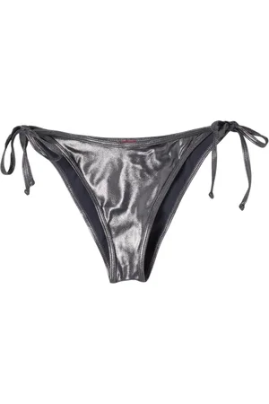 Diesel Badkleding, Dames, Zwart, S, Metallic Tie Side Bikini Bottoms