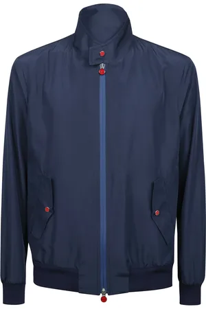 Kiton Jassen, Heren, Blauw, L, Nylon, Nylonjas met zijzakken