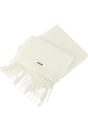 Jacquemus Accessoires, unisex, , ONE Size, Wol, Sjaal met Franjes en Logo Patch