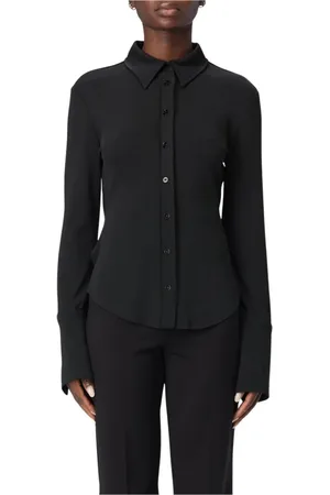 Sportmax Blouses & Shirts, Dames, Zwart, XS, Zwarte Kraagshirt, Elegant en Veelzijdig