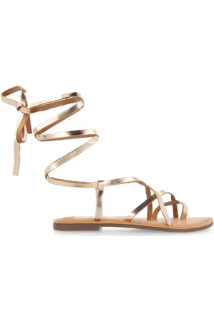 Gioseppo Schoenen, Dames, Geel, 37 EU, Leer, Gouden leren sandalen met bandjes