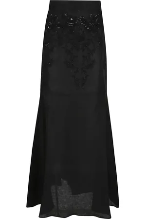 ERMANNO SCERVINO Rokken, Dames, Zwart, S, Linnen, Zwarte Rok Elegant Ontwerp