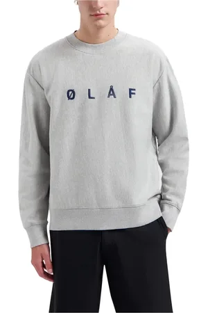 OLAF HUSSEIN Sweatshirts & Hoodies, Heren, Grijs, S, Geborduurde Crewneck Sweater