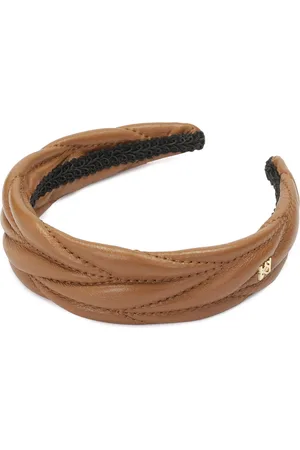 Kazar Accessoires, Dames, Bruin, ONE Size, Leer, Elegante leren hoofdband met een klein monogram