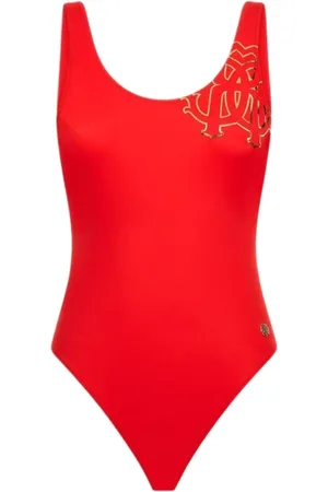 Roberto Cavalli Badkleding, Dames, Rood, S, Monogram Badpak met Lage Rug