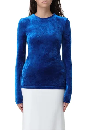 Giorgio Armani Tops, Dames, Blauw, L, Koningsblauwe Fluweeltrui