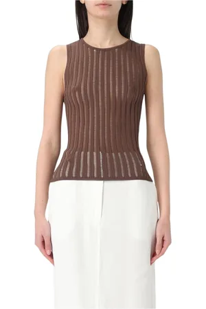 Patrizia Pepe Truien, Dames, Bruin, XS, Bruine Gebreide Crew Neck Sweater