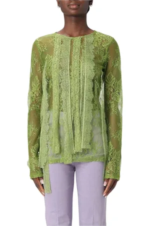 Pinko Tops, Dames, Groen, S, Stijlvolle Button-Up Overhemd met Lange Mouwen