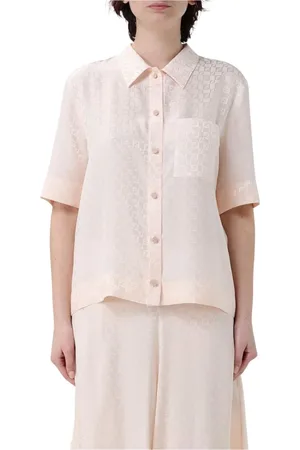 Fendi Blouses & Shirts, Dames, , 2Xs, Zijden Shirt met FF Logo Patroon