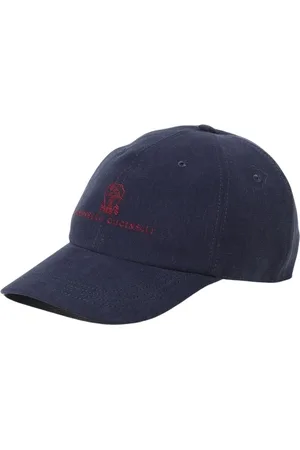Brunello Cucinelli Accessoires, Heren, Blauw, L, Katoen, Geborduurde Logo Baseball Cap