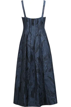 Simkhai Kleedjes, Dames, Blauw, S, Maxi jurk met kreukelige afwerking
