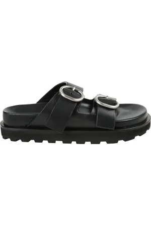 Jil Sander Schoenen, Dames, Zwart, 38 EU, Gesp Lage Sandalen met Verhoogde Zool