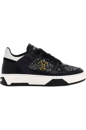 Roberto Cavalli Schoenen, Dames, Zwart, 37 EU, Leer, Zwarte lage sneakers vrouw Italië