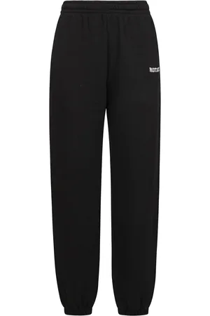 ROTATE Broeken, Dames, Zwart, S, Katoen, Gebreide manchet sweatpants