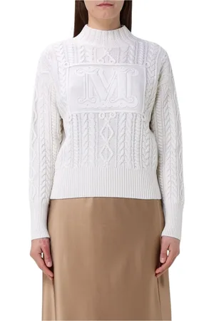Max Mara Truien, Dames, Wit, S, Wol, Elegante Cable Knit Sweater