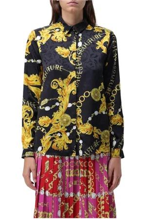 VERSACE Blouses & Shirts, Dames, Veelkleurig, XS, Barok Print Zijden Overhemd