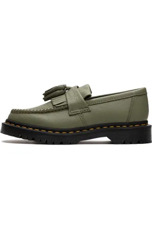 Dr. Martens Schoenen, Dames, Groen, 40 EU, Leer, Olijf Slip-On Schoenen met Air Wair Demping