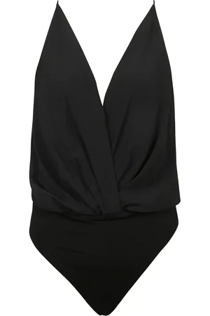 ANINE BING Tops, Dames, Zwart, S, Zijden V-hals Geplooide Top