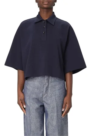Bottega Veneta Tops, Dames, Blauw, S, Blauwe Klassieke Polo Shirt