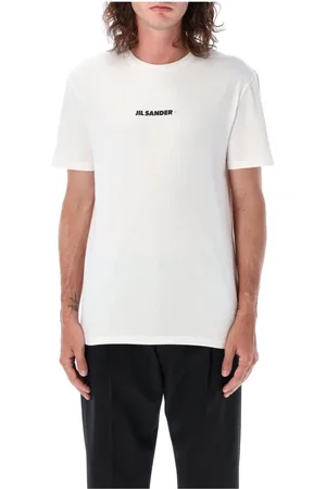 Jil Sander Tops, Heren, Wit, XL, Katoen, Wit Logo T-shirt Aw 24 Stijl