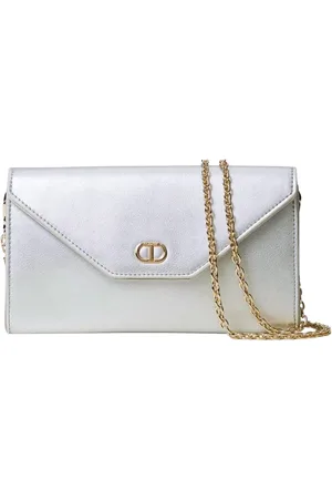 Twin-Set Tassen, Dames, Grijs, ONE Size, Zilveren Afwerking Mini Tas
