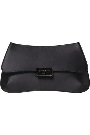 Emporio Armani Tassen, Dames, Zwart, ONE Size, Satijn, Zwarte Zijden Satijnen Mini Schoudertas