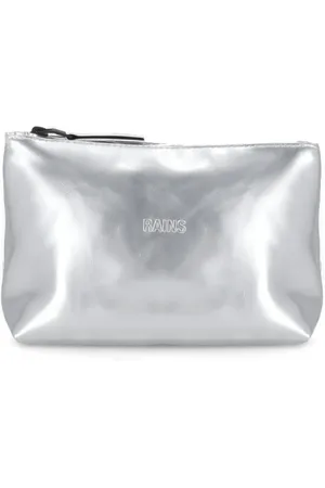 Rains Tassen, Dames, Grijs, ONE Size, Zilveren Pochette Tas met Ritssluiting