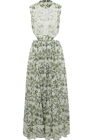 Giambattista Valli Kleedjes, Dames, Groen, M, Ivoor en Groene Georgette Jurk