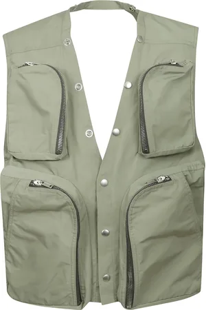 Rick Owens Jassen, Heren, Groen, L, Cargo Vest in Celadon Tech Faille